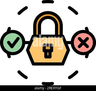 Padlock code icon outline vector. Login sms. Verification password color flat Stock Vector