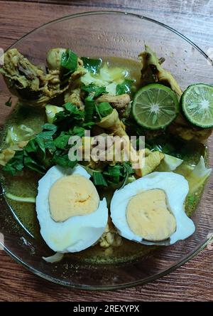 Delicious chicken soup from Indonesia. Indonesian local food chicken soup has a fresh taste suitable for all seasons Stock Photo