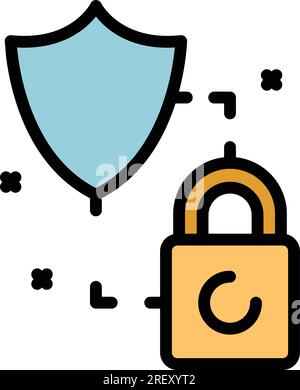 Verification secured icon outline vector. Login code. Multi password color flat Stock Vector