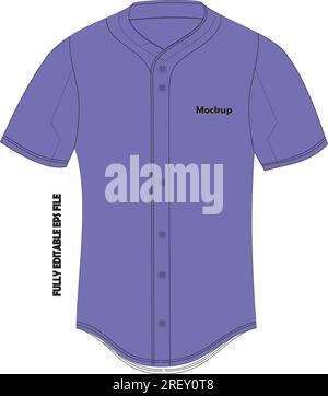 Baseball Jersey Half Button Mock Up Template Stock Vector