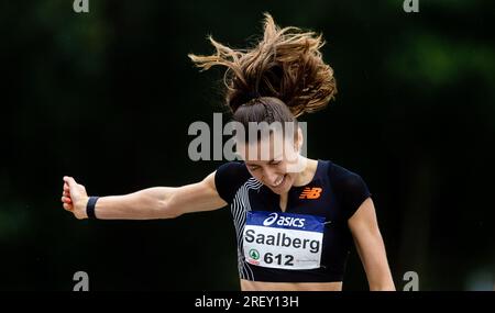 BREDA - Eveline Saalberg during the 400 meters final on the third day of the Dutch Athletics Championships on the AV Sprint track. ANP IRIS VANDEN BROEK Stock Photo