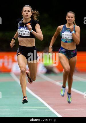 BREDA - Eveline Saalberg during the 400 meters final on the third day of the Dutch Athletics Championships on the AV Sprint track. ANP IRIS VANDEN BROEK Stock Photo