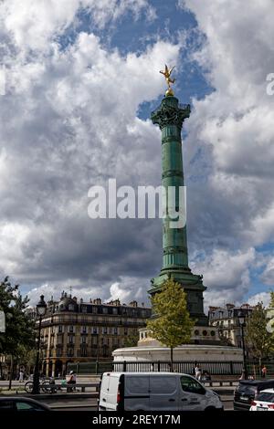 Paris, France. July 29, 2023. The column of July place of the Bastille commemoration of the revolution. Credit: Gabriel MIHAI / Alamy Stock Photo Stock Photo