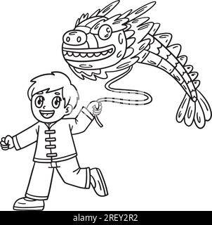 Year of the Dragon Child Dragon Balloon Coloring Stock Vector Image ...