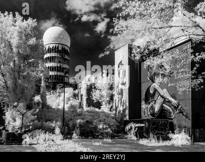 Ruins of Teufelsberg US Cold War listening station, Grunewald forest, Berlin Stock Photo