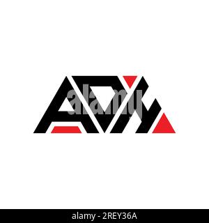 ADH triangle letter logo design with triangle shape. ADH triangle logo design monogram. ADH triangle vector logo template with red color. ADH triangul Stock Vector