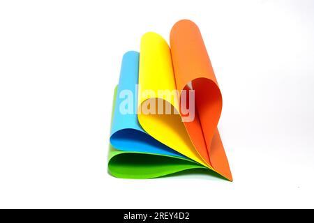 Multicolor of paper rolls on white background. abstract gradient shape Stock Photo