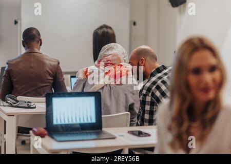 Brainstorming concept. Diverse group of business people analyzing data and sales reports, discussing new business ideas and paperwork while working to Stock Photo