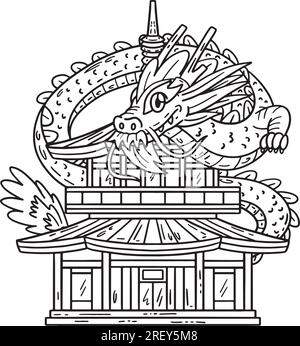 Pagoda Isolated Coloring Page for Kids Stock Vector Image & Art - Alamy