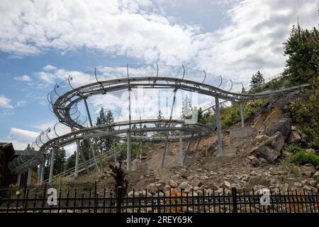 Leavenworth, WA USA June 21, 2023 - Leavenworth Adventure Park features a roller coaster down the mountain Stock Photo