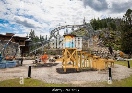 Leavenworth, WA USA June 21, 2023 - Leavenworth Adventure Park features a roller coaster down the mountain Stock Photo