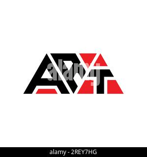 ART triangle letter logo design with triangle shape. ART triangle logo design monogram. ART triangle vector logo template with red color. ART triangul Stock Vector