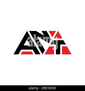 ANT triangle letter logo design with triangle shape. ANT triangle logo design monogram. ANT triangle vector logo template with red color. ANT triangul Stock Vector