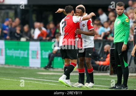 Rotterdam, Netherlands. 30th July, 2023. ROTTERDAM, NETHERLANDS - JULY 30: Alireza Jahanbakhsh of Feyenoord is substituted for Antoni Milambo of Feyenoord during the Pre Season Friendly match between Feyenoord and Benfica at Stadion Feijenoord on July 30, 2023 in Rotterdam, Netherlands (Photo by Hans van der Valk/Orange Pictures) Credit: Orange Pics BV/Alamy Live News Stock Photo