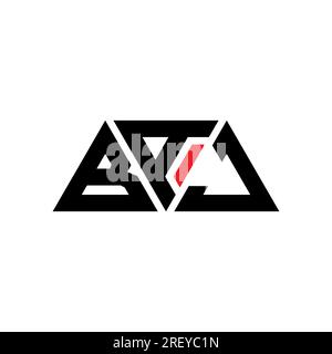 BAJ triangle letter logo design with triangle shape. BAJ triangle logo design monogram. BAJ triangle vector logo template with red color. BAJ triangul Stock Vector
