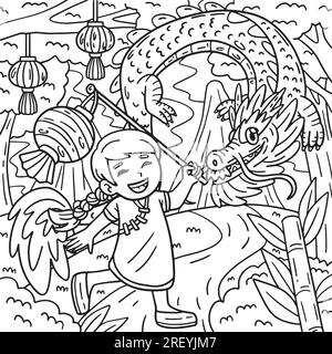 Year of the Dragon Child Holding Lantern Isolated Stock Vector Image ...