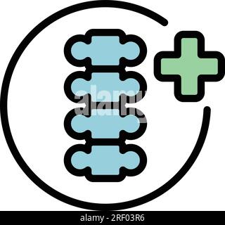 Health spine icon outline vector. Bone chiropractic. Spinal body color flat Stock Vector