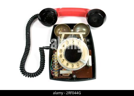 An old  telephone set isolated on white Stock Photo