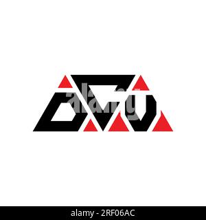 DCV triangle letter logo design with triangle shape. DCV triangle logo design monogram. DCV triangle vector logo template with red color. DCV triangul Stock Vector