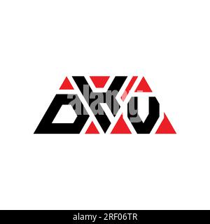 DKV triangle letter logo design with triangle shape. DKV triangle logo design monogram. DKV triangle vector logo template with red color. DKV triangul Stock Vector