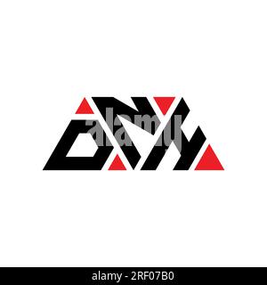 DNH triangle letter logo design with triangle shape. DNH triangle logo design monogram. DNH triangle vector logo template with red color. DNH triangul Stock Vector