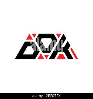 DOK triangle letter logo design with triangle shape. DOK triangle logo design monogram. DOK triangle vector logo template with red color. DOK triangul Stock Vector