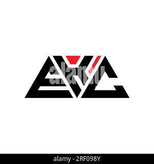 EKC triangle letter logo design with triangle shape. EKC triangle logo design monogram. EKC triangle vector logo template with red color. EKC triangul Stock Vector