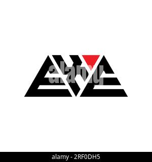 EXE triangle letter logo design with triangle shape. EXE triangle logo design monogram. EXE triangle vector logo template with red color. EXE triangul Stock Vector