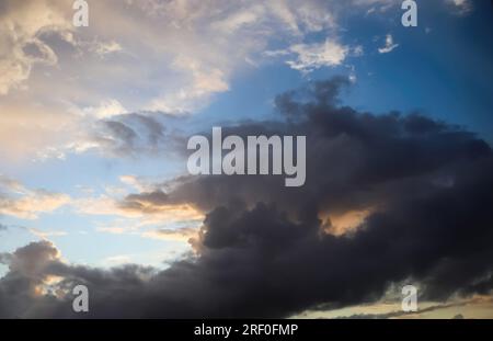 Stunning dark cloud formations right before a thunderstorm. Stock Photo