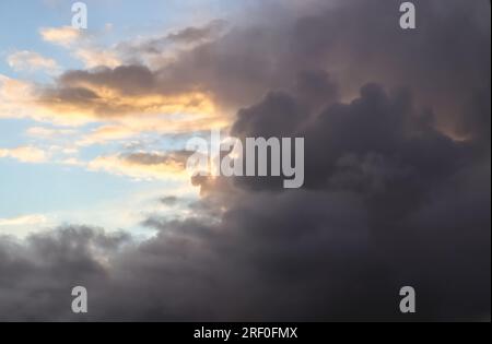 Stunning dark cloud formations right before a thunderstorm. Stock Photo