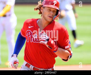 Philadelphia Phillies first baseman Alec Bohm in action during a baseball  game against the Boston Red Sox, Sunday, May 7, 2023, in Philadelphia. (AP  Photo/Laurence Kesterson Stock Photo - Alamy