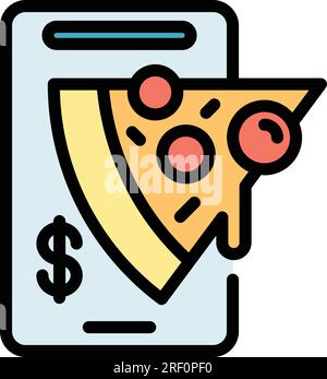 Online pizza order icon outline vector. Food delivery. Service menu color flat Stock Vector