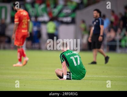 FC Juarez players from Mexico huddle before the first half of a group play  round Leagues Cup 2023 soccer match against Austin FC at Austin's Q2 stadium  on July 29, 2023. Juarez