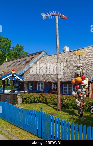 Traditional architecture, Nida, Curonian Spit, Lithuania, Europe Stock Photo