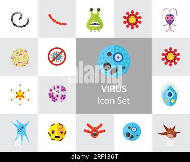 Virus Icons Set Stock Vector
