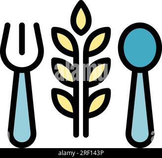 Eco dishes icon outline vector. Vegetarian food. Healthy diet color flat Stock Vector