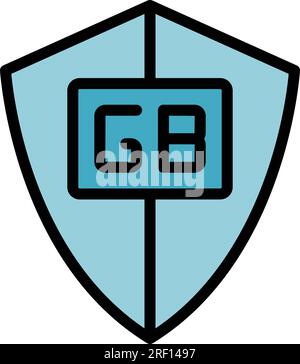 Secured ssd icon outline vector. Camera memory. Gb storage color flat Stock Vector