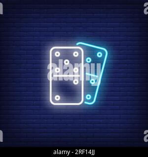 Dominoes tiles neon sign Stock Vector