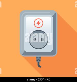 gray socket on an orange wall. flat vector illustration. Stock Vector