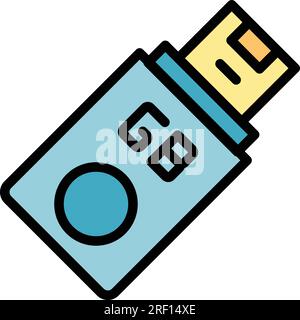 Portable flash icon outline vector. Micro usb. Data memory color flat Stock Vector