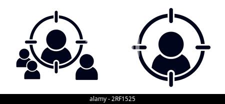 Crosshair and person symbols for searching headhunting targeting and recruitment vector illustration icons Stock Vector