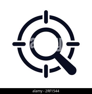 Magnifying glass with crosshairs symbol for targeting and searching vector illustration icon Stock Vector