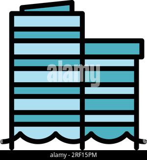 Ocean water level icon outline vector. Sea climate. Global change color flat Stock Vector