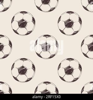 Pattern of soccer balls in hand draw style for print and design. Vector illustration. Stock Vector