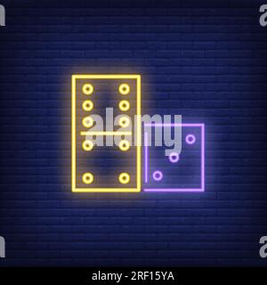 Domino board game neon sign Stock Vector