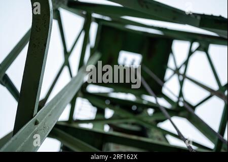 Inside a lock and dam mechanical structure along the Erie Canal Trail outside of Rochester, NY Stock Photo