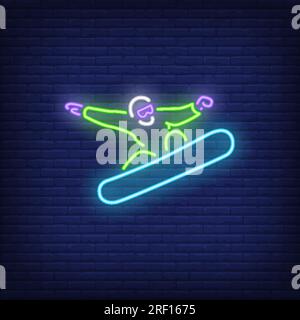 Snowboarder neon sign Stock Vector