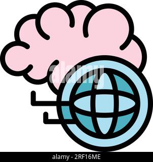 Train thinking icon outline vector. Critical think. Business skill color flat Stock Vector