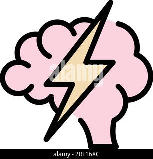 Brain thinking icon outline vector. Critical think. Mind skill color flat Stock Vector