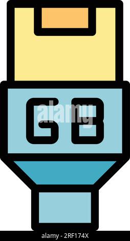 Portable flash icon outline vector. Data memory. Mobile gb color flat Stock Vector